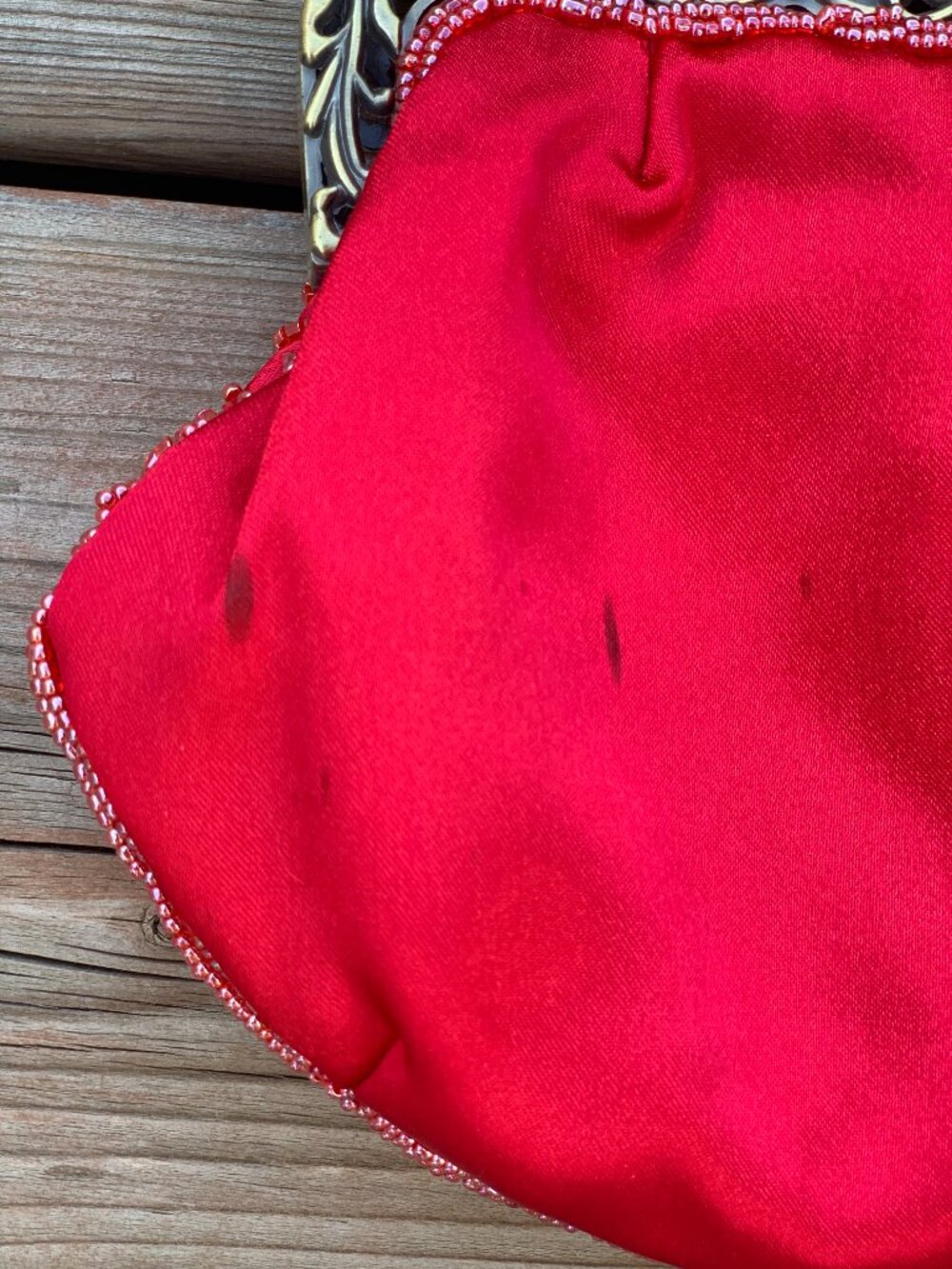 Vintage Y2K Beaded Red Evening Bag Handbag Purse Gold Chain Prom Wedding Gala - Picture 5 of 12
